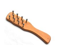 TISHITA Peigne de Massage Peigne Bois Peigne Acier Peigne Gua Sha avec Manche Long et Bout Arrondi Brosse à Picots en Acier Inoxydable pour Relaxation et