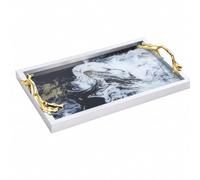 TISHITA Plateau Service Poignées | Métallique, Vaisselle, pr Console, Hôtes, 42x27cm, Style F