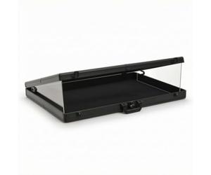 TISHITA Présentoir Pliable Aluminium avec Vitrine Acrylique Transparente Table de Démonstration Boîte de Rangement Comptoir Exposition Structure Pliable, Array, Noir Brillant, 60 50 7.5