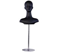 TISHITA Tête de Mannequin Perruque Support Buste Épaules Cou Long Écran Accessoires Coiffure Chapeaux PVC Mat Stable Présentation Neutre Adaptée aux Salons , Noir