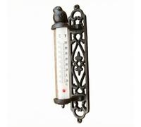 TISHITA Thermomètre Intérieur Mural Vintage de Maison en Fonte avec Support Traditionnel et Dos Décoratif Tube en Verre