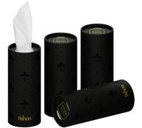 tishoo Mouchoirs douceur suprême à lotion | 4 épaisseurs ultra soyeuses | Pour les porte-gobelets de voiture et les voyages | 4 tubes dans un emballage sans plastique | Black/Pure