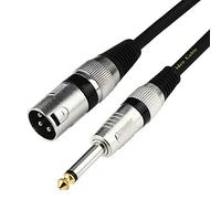 TISINO Câble asymétrique 6.35mm TS Mono vers XLR Mâle Plaqué Or 6.35mm Plug vers Mâle XLR Câble d'interconnexion pour câble de microphone - 2 mètres