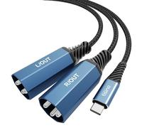 Tisino Câble audio USB C vers 2 XLR mâle (2m), câble ampli stéréo typ C vers 2 XLR mâle pour connecter un téléphone portable USB C à une enceinte active ou une table de mixage
