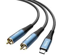 Tisino Câble audio USB C vers RCA (2m), câble double RCA vers prise USB C, séparateur stéréo en Y pour ordinateur portable/smartphone/lecteur DVD/amplificateur/enceintes et table de mixage