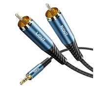 Tisino Câble auxiliaire RCA vers 3,5 mm (1,5 m), 2 RCA mâles vers prise casque TRS 1/8" pour connecter un téléphone portable, un lecteur MP3 à un amplificateur ou un téléviseur