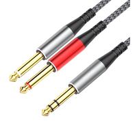 Tisino Câble Double Jack 6,35mm Y splitter TRS stéréo 6,35 mm vers 2 TS mono(3m), câble d'insertion Y-Splitter, câble de raccordement pour amplificateurs et tables de mixage