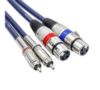Tisino Câble double XLR femelle vers RCA, robuste 2 XLR femelle vers 2 RCA mâle Câble de connexion audio stéréo Hi-Fi stéréo Câble de connexion microphone Câble de connexion filaire - 3 mètres