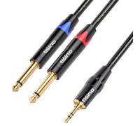 Tisino Câble Jack 3.5 mm vers Double 6.35 mm, Câble Audio Mini Jack stéréo vers 2 Jack Y Splitter Câble pour Haut-parleurs, Table de Mixage, Cinéma Maison etc.- 2M