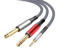 Tisino Câble Jack 3,5mm vers 6,35mm (3m), câble de connexion audio 3,5mm TRS à double 6,35mm mono pour téléphones, lecteurs CD et MP3, haut-parleurs et amplificateurs