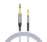 Tisino Câble Jack Stéréo 3,5mm vers 6,35mm, 2M Câble audio en nylon adapté pour guitares/ordinateurs portables/systèmes home cinéma/enceintes et amplificateurs