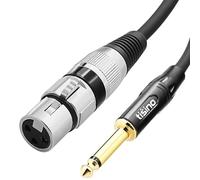 Tisino Câble micro XLR femelle vers jack 6,35mm TS mâle mono, Câble asymétrique micro pour microphone dynamique - 3 mètres