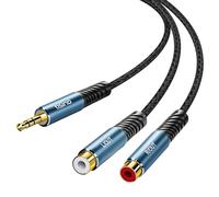 Tisino Câble rca Jack vers 3,5mm TRS (1,5 m), Câble audio 3,5 mm TRS vers double RCA femelle, répartiteur auxiliaire en Y Hi-Fi pour MP3/tablette/haut-parleur/amplificateur