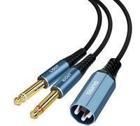 Tisino Câble répartiteur Dual 6,35mm TS vers XLR (2m), connecteur XLR vers double 6,35mm TS mono (L/R), adaptateur convertisseur audio microphone pour tables de mixage, amplificateurs, effets