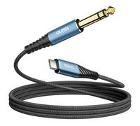 Tisino Câble USB C vers Jack 6,35mm TRS （2m）, câble auxiliaire stéréo pour téléphones portables, tablettes, ordinateurs portables, amplificateurs, enceintes, casques et consoles de mixage