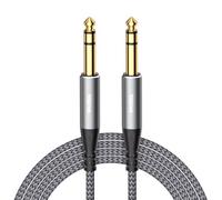 Tisino Jack 6.35mm TRS Cable - 2M, Câble audio stéréo 6.35mm mâle symétrique en nylon tressé pour moniteurs de studio, tables de mixage, haut-parleurs
