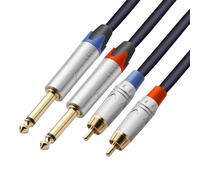 Tisino RCA vers Jack 6,35mm Câble, 2 x RCA mâle vers 2 x jack mono Audio Connecteur Adaptateur, 2m