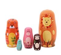 TiSkying 5 Pièces Matryoshka Russe, Mignon de Bande dessinée Animaux Matryoshka en Bois Matryoshka Poupées gigognes empilables en Bois imbriquées Ensemble poupée Enfants Jouet
