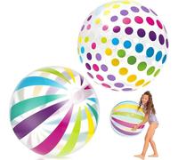Tismels 2 Pièces Ballon de Plage Gonflable, 40cm Ballon Gonflable Piscine, Inflatable Beach Ball Colorés, pour Jouets de Plage et de Piscine, Activités de Plein Air