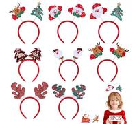 Tismels 8 Pièces Serre Tête Noël, Bandeaux de Noël Renne Sapin Bonhomme de Neige Père noël, Accessoire noel pour Enfants et Adultes, Bandeaux pour Fête Décorations