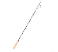 Tisonnier pour cheminée et feu de camp - Crochet de cheminée en acier inoxydable de 83 cm avec poignée en bois, design amovible pour un transport facile, résistant à la chaleur jusqu'à 220 °C