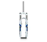 TISORT Fourche VTT 26" 1" 1/8 V-Brake/Disque Amortisseur De Pression d'air Fourche De Vélo Alliage D'aluminium Contrôle des Épaules(White Blue)