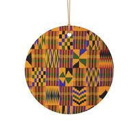 (tissage africain) Arbre de Noël imprimé en aluminium Ornements Pendentifs 1 pièce Ornements de Noël ronds pour roman 8 cm