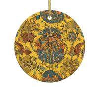 Tissage africain - Décoration de Noël en céramique prête à accrocher, pendentif rond personnalisé doré pour arbre, mariage, décoration de détail.