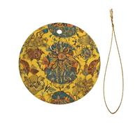 (tissage africain) Impression personnalisée de Noël en céramique ornement pendentif rond avec ficelle d'or pour arbre, cadeau, affichage de détail, décoration en vrac.