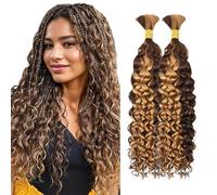 Tissage Bresilien Human Braiding Hair Highlight Ombre P4/27 Water wave Boho Braids Human Hair Bulk Hair Extensions No Weft Tissage Cheveux Humain Naturels Meches Bresiliennes 16 16 pouces (100g /Pack)
