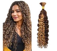 Tissage Bresilien Human Braiding Hair Water Wave Boho Braids Human Hair Bulk Hair Extensions No Weft Tissage Cheveux Humain Naturels Meches Bresiliennes Highlight P4/27 Ombre 20 Pouces (50g/1 Bundle)