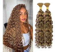 Tissage Bresilien Human Braiding Hair Water wave Boho Braids Human Hair Bulk Hair Extensions No Weft Tissage Cheveux Humain Naturels Meches Bresiliennes 24 24 pouces #27 Blonde Couleur (100g /Pack)