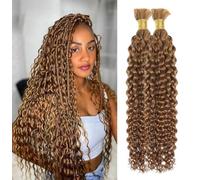 Tissage Bresilien Human Braiding Hair Water wave Boho Braids Human Hair Bulk Hair Extensions No Weft Tissage Cheveux Humain Naturels Meches Bresiliennes 22 22 pouces #27 Blonde Couleur (100g /Pack)
