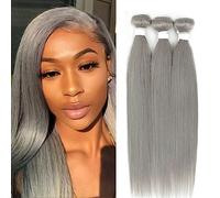 Tissage Cheveux Humain 1 PC Argent Gris Bundles de Cheveux Humains 100% Remy Bundles de Cheveux Brésiliens 9A Bundles de Cheveux Humains Weave Extension 8-26 pouces Human Hair Bundles - Extensions de