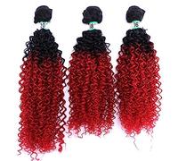 Tissage Cheveux Humain 3 Hair Bundles Synthetic High Temperature Fiber Curly Hair Kinky Curly Hair Weave synthetic Curly wavy Hair Extensions for Women Human Hair Bundles - Extensions de cheveux(T1B/R