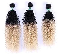 Tissage Cheveux Humain 3 Hair Bundles Synthetic High Temperature Fiber Curly Hair Kinky Curly Hair Weave synthetic Curly wavy Hair Extensions for Women Human Hair Bundles - Extensions de cheveux(T1B/6