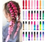Tissage Cheveux Humain Tresses synthétiques ombrées au Crochet, 24 pouces, Extension capillaire for femmes, tresses DIY Human Hair Bundles - Extensions de cheveux(Color:C52)