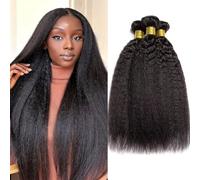 Tissage Cheveux Naturels Bresilienne 12A Grade Yaki Cheveux Humain 3 Bundles Unprocessed Brazilian Kinkys Straight Hair Yaki Straight Human Hair 3 Bundles Tissage Bresilien 8 10 12 Pouces