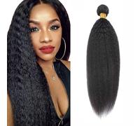 Tissage Cheveux Naturels Kinky Straight Yaki Raide Mèches Tissage Naturel Cheveux Humain Tissage Bresilien en lot Cheveux Humains Vierges Human Hair Extensions Bundles 22 Pouces Total 100g
