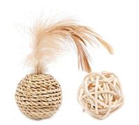Tissage Paille Rattan-Ball Jouet pour Chat Cloche Intégrée Mignon Jouet Jeu pour Chat Interactive Rotin-Ball Chat Jouet D'intérieur Chaton Jouet pour Chat D'intérieur Chaton Jouet