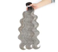 Tissage Tissage en lot brésilien synthétique Body Wave, Extensions capillaires synthétiques naturelles douces et colorées, cheveux épais Extensions de cheveux (Size : 1 PC, Color : OMBRE GREY_26INCH