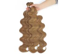 Tissage Tissage en lot brésilien synthétique Body Wave, Extensions capillaires synthétiques naturelles douces et colorées, cheveux épais Tissage Cheveux Humain(HIGHLIGHT BROWN_26INCHES)