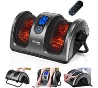 TISSCARE Appareil de Massage des Pieds Shiatsu Chauffant, Massage Mollets & Jambes avec Pétrissage, Roulement, Pression, Poignée Réglable à 360°, Soulagement Douleur, Cadeau Homme Femme