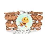 Tissé,Bonheur,Dessin Animé,Abeille,Diffraction,Réglable,Cuir,Tressé,Bra | Multistrat,Punk,Bracelet,Fait main,Offre,Bangle,Accessoire,Amie,Amoureux,Ethnique,Amitié,Anniversaire,Noël,Musique,Art