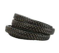 Tisser des Cordes, des Colliers Cordons Plats tressés en Cuir Multicolores, Largeur 11,5 mm, compatibles avec Les fermoirs de Bracelet de 12 mm for la création de Bijoux(Black with Gold)