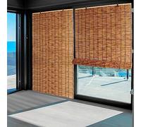 Tissés À La Main Store Enrouleur Bambou, 55 65 75 85 95 105 115 125 135 145 155cm Large Privé Rideau De Roseau, Store Occultant Avec Levage, Anti-Uv/Étanche/Personnalisable, Pour Intérieur/Extérieur (