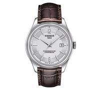 Tissot T1084081603700 Ballard Montre automatique avec bracelet en cuir, cadran argenté, couleur du cadran : noir, cadran noir, Couleur du cadran : noir, Montre en cuir avec cadran noir
