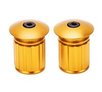 Tissting 1 Paire Blocs de Barre D'extension de Vélo en Aluminium pour Guidon De Vélo, Capuchons de Verrouillage Réglables pour Guidon de 18-20mm, Vélo Pliant, VTT, Vélo de Route(Or)