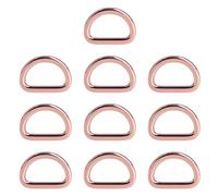 Tissting 10 Pièces Anneaux en D 20mm Diamètre Intérieur Semi-circulaire en Métal Plat Forme D Pinces à Boucle Anneau Traction Accessoires Matériel Bricolage pour Sac à Main Sac à Dos (Or rose)