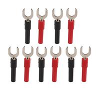 Tissting 10pcs Banane Y Spade Plug, 4mm Jack Cuivre Nickelé Plaqué Connecteur Adaptateur Rouge Noir U Type Banane Plugs Set pour Multimètres Électronique